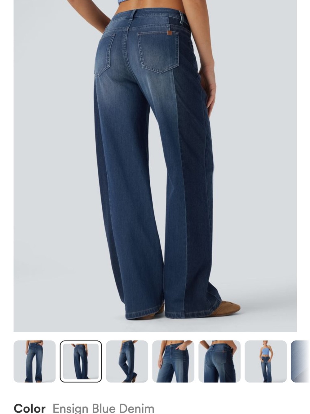 HALARA Flex Low Rise Color block Ensign Blue Denim Wide-Leg Jeans - Women - Picture 2 of 10